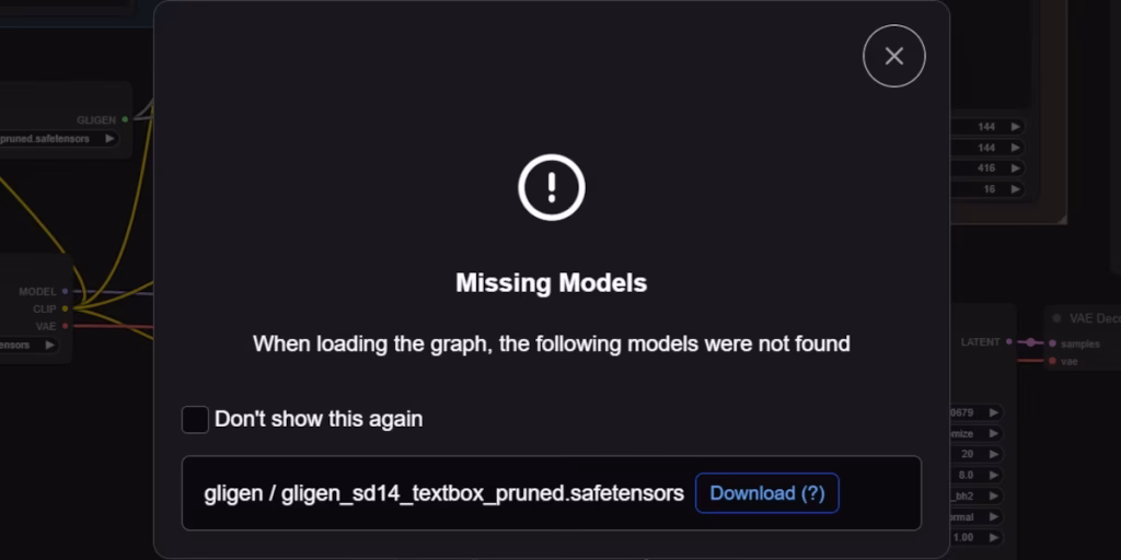 Das Modell für die GLIGEN-TextBox muss heruntergeladen und in modelle/gligen/ kopiert werden.