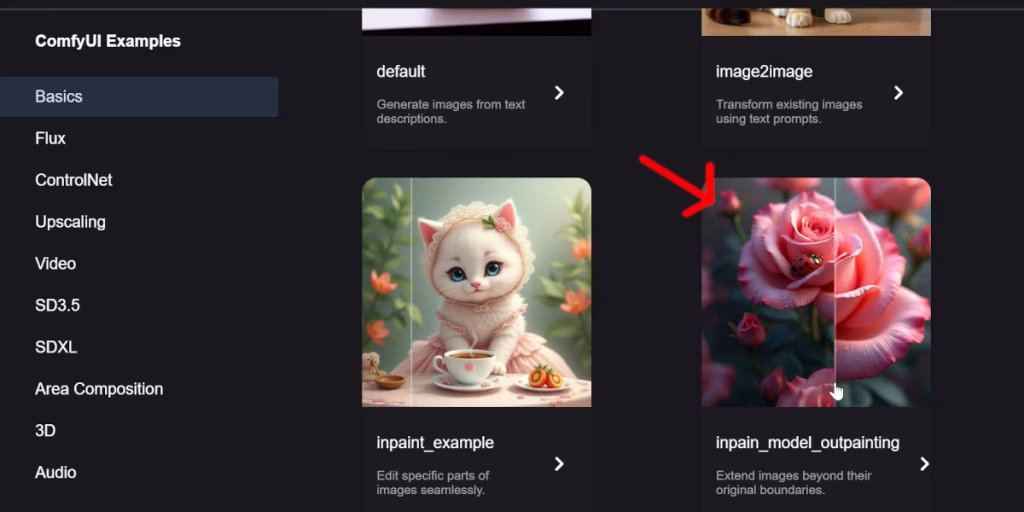 ComfyUI: Outpainting-Workflow - als Template vorhanden.