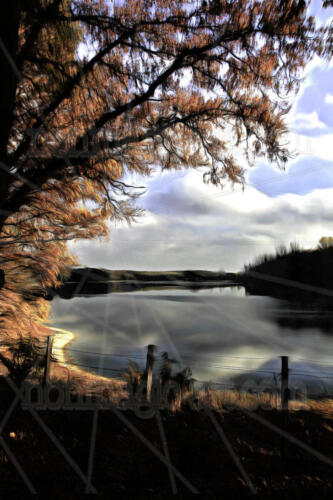 Am großen See im Herbst.